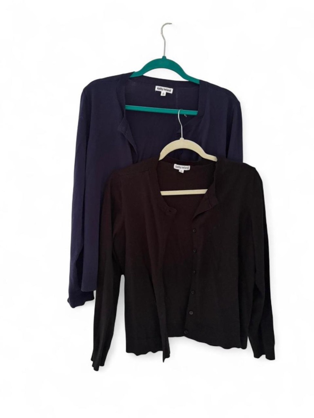 Kathy Ireland Women’s Black and Navy Button-Front Cardigan Sweater Bundle